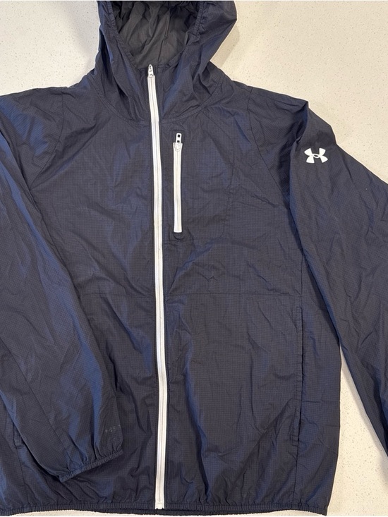 Under Armour Other - Under Armour Navy Lightweight Hooded Jacket with White Zippers